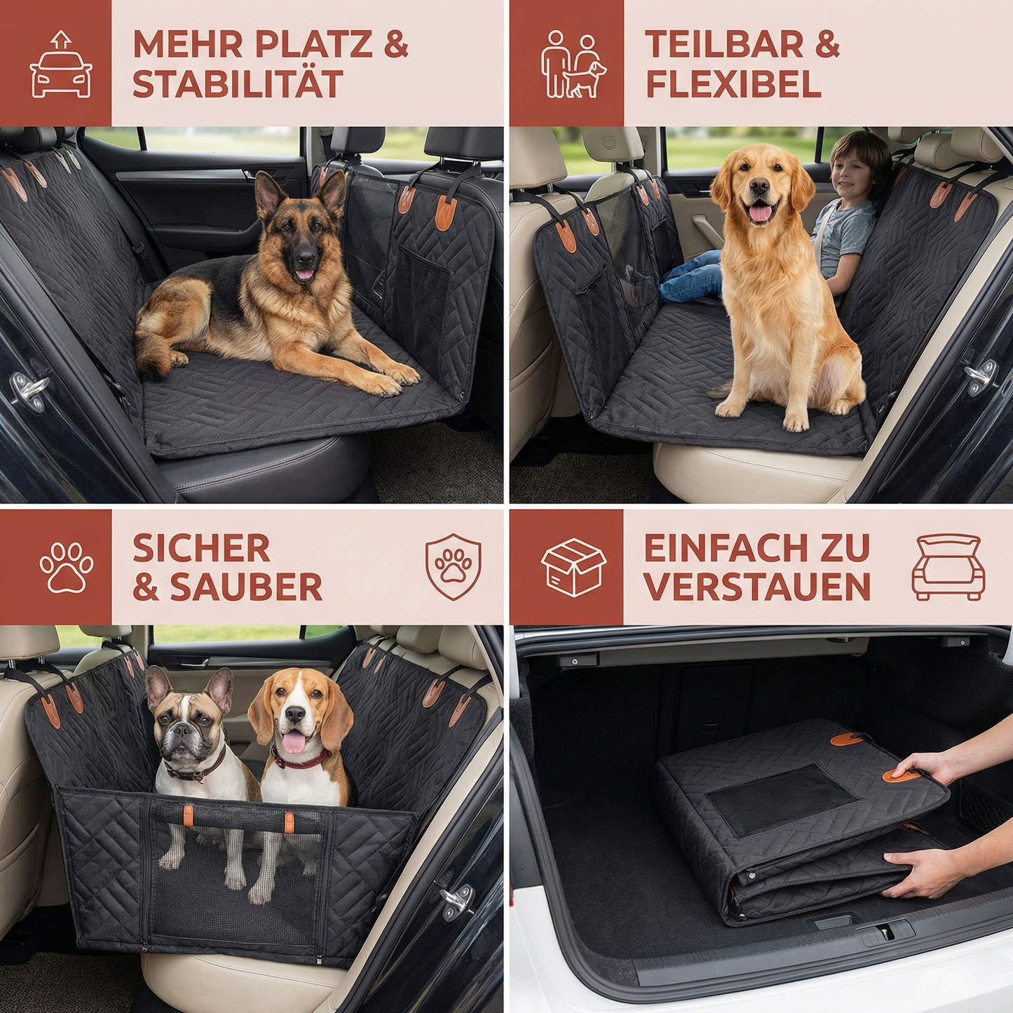 Hartboden-Autositzerweiterung für Hunde – Mehr Komfort & Schutz für jede Autofahrt