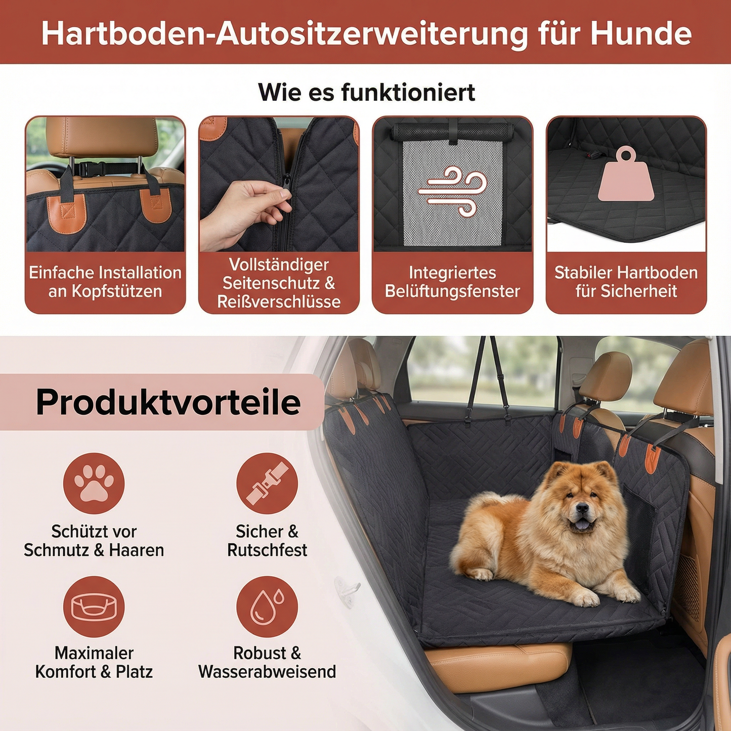 Hartboden-Autositzerweiterung für Hunde – Mehr Komfort & Schutz für jede Autofahrt